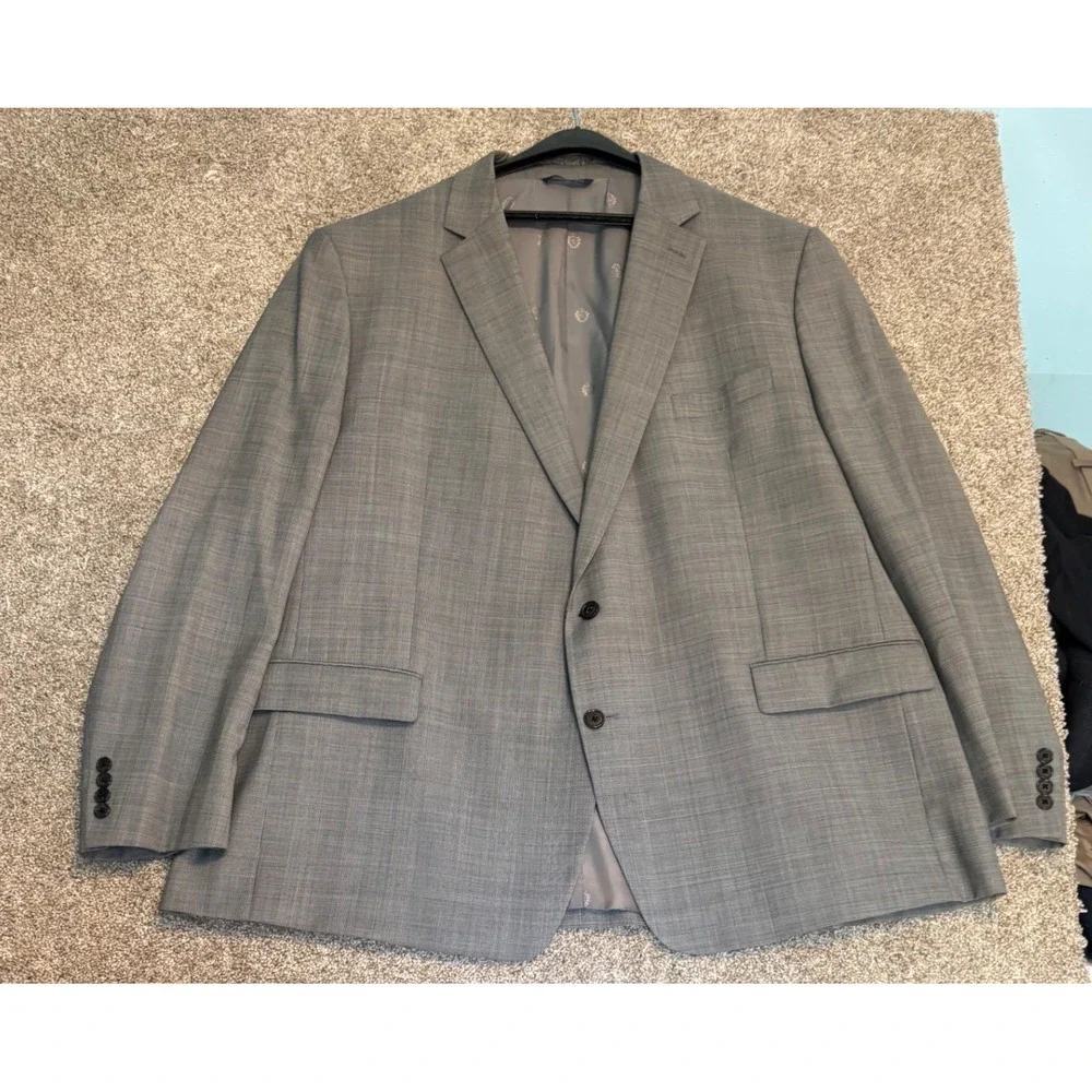 Ralph Lauren Blazer Sport Coat Mens 46R‎ Gray Glen Plaid Two Button Jacket
